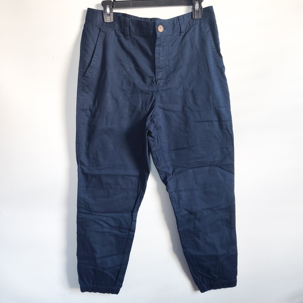 New Gap Pants Womens Size 8 Girlfriend Joggers Blue Utility Drawstring‎ Cotton
